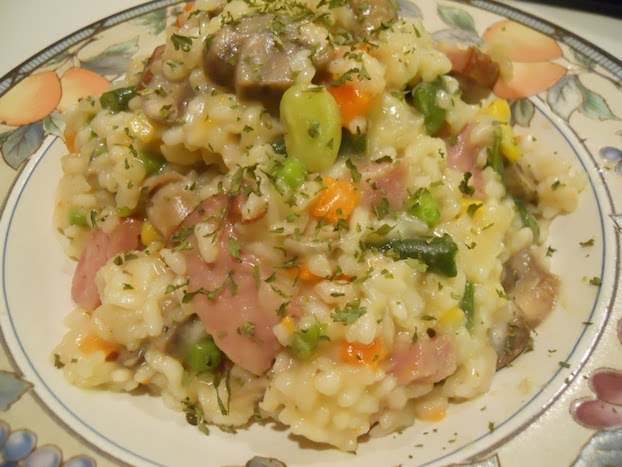 risotto with ham and mushrooms